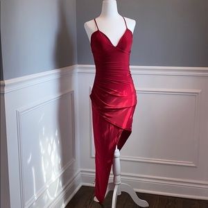 Red maxi dress with slit